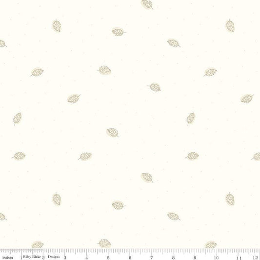 CLEARANCE 28" End of Bolt - Hush Hush 3 Leaf Your Mark C14078 by Riley Blake Designs - Leaves Low-Volume - Quilting Cotton Fabric
