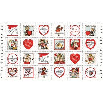 DEAL All My Heart Valentine Greetings Patch Panel PD14131 - Riley Blake - Digitally Printed Valentine's Day - Quilting Cotton Fabric