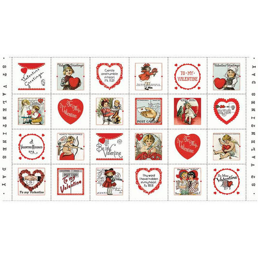 DEAL All My Heart Valentine Greetings Patch Panel PD14131 - Riley Blake - Digitally Printed Valentine's Day - Quilting Cotton Fabric