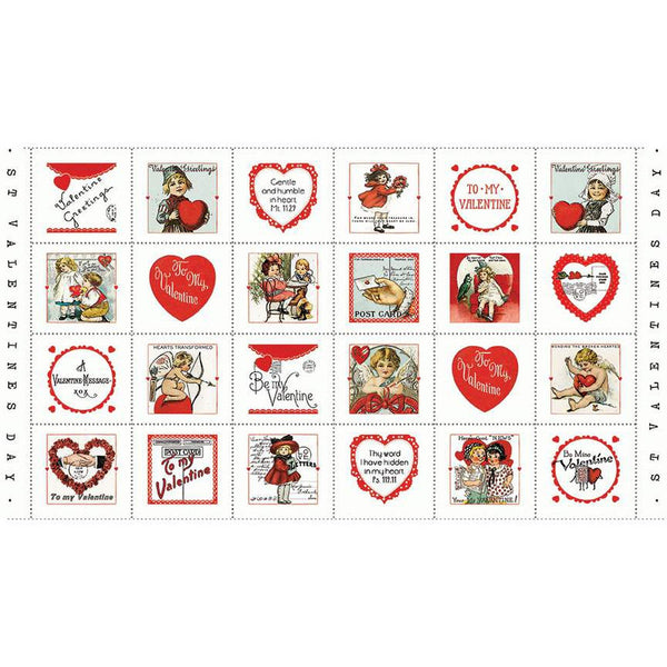 All My Heart Valentine Greetings Patch Panel PD14131 by Riley Blake - Digitally Printed Valentine's Day - Quilting Cotton Fabric