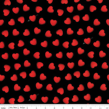 SALE All My Heart C14133 Heart Toss Black - Riley Blake Designs - Valentine's Day Valentines Valentine - Quilting Cotton Fabric