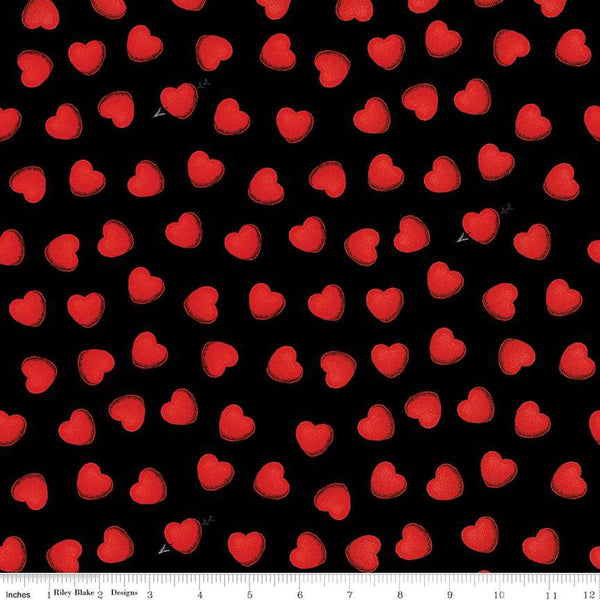 All My Heart C14133 Heart Toss Black by Riley Blake Designs - Valentine's Day Valentines Valentine - Quilting Cotton Fabric