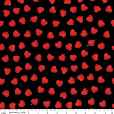 SALE All My Heart C14133 Heart Toss Black by Riley Blake Designs - Valentine's Day Valentines Valentine - Quilting Cotton Fabric