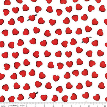 Fat Quarter End of Bolt - CLEARANCE All My Heart C14133 Heart Toss White - Riley Blake - Valentine's Day Valentines - Quilting Cotton Fabric
