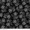 Fat Quarter End of Bolt - SALE All My Heart Valentine Tulips C14138 Black - Riley Blake - Flowers Valentine's Day - Quilting Cotton Fabric