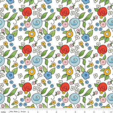 SALE All My Heart Bouquet Toss C14140 White - Riley Blake Designs - Floral Flowers Valentine's Day Valentines - Quilting Cotton Fabric