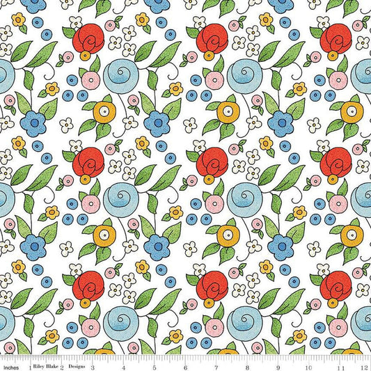 DEAL All My Heart Bouquet Toss C14140 White - Riley Blake Designs - Floral Flowers Valentine's Day Valentines - Quilting Cotton Fabric