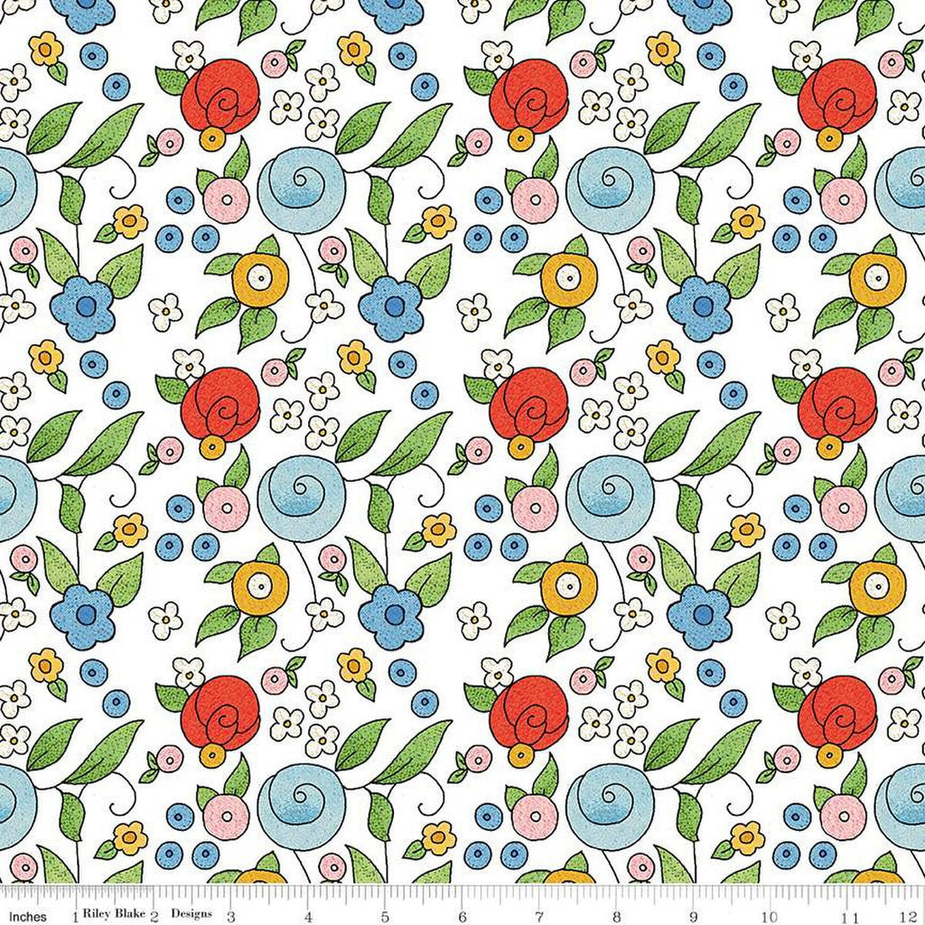 SALE All My Heart Bouquet Toss C14140 White by Riley Blake Designs - Floral Flowers Valentine's Day Valentines - Quilting Cotton Fabric