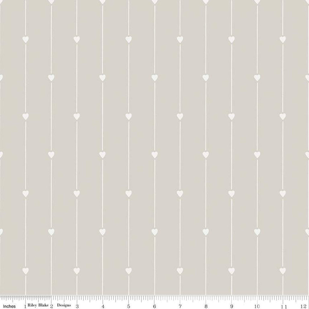 SALE All My Heart C14142 Heart Strings Gray by Riley Blake Designs - Valentine's Day Valentines Hearts Stripes - Quilting Cotton Fabric