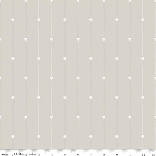 CLEARANCE All My Heart C14142 Heart Strings Gray by Riley Blake Designs - Valentine's Day Valentines Hearts Stripes - Quilting Cotton Fabric