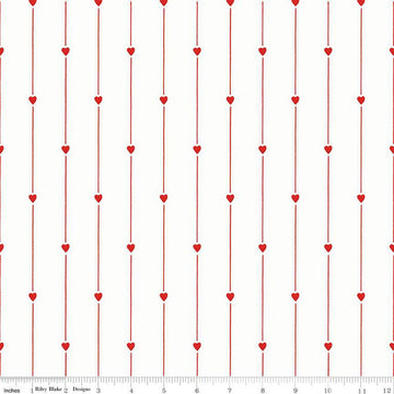 Fat Quarter End of Bolt - All My Heart Valentines Heart Strings Red Striped Fabric - Riley Blake Designs - C14142 - Quilting Cotton Fabric