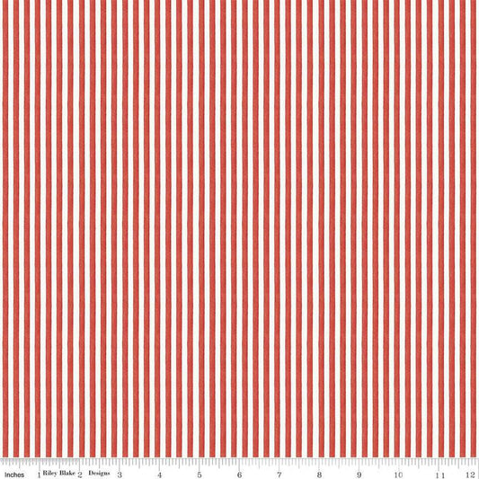 All My Heart Candy Wraps C14143 Red - Riley Blake Designs - Valentine's Day 1/8" Red/White Stripes - Quilting Cotton Fabric