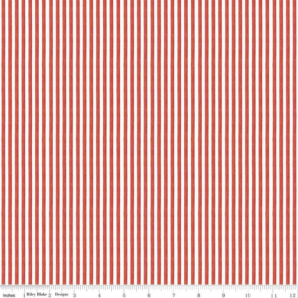 All My Heart Candy Wraps C14143 Red by Riley Blake Designs - Valentine's Day 1/8" Red/White Stripes - Quilting Cotton Fabric