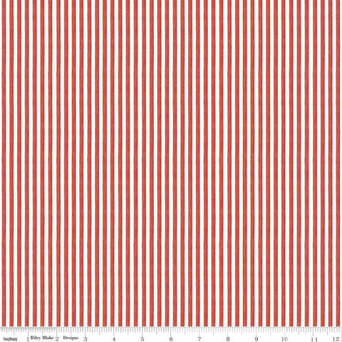 SALE All My Heart Candy Wraps C14143 Red by Riley Blake Designs - Valentine's Day 1/8" Red/White Stripes - Quilting Cotton Fabric
