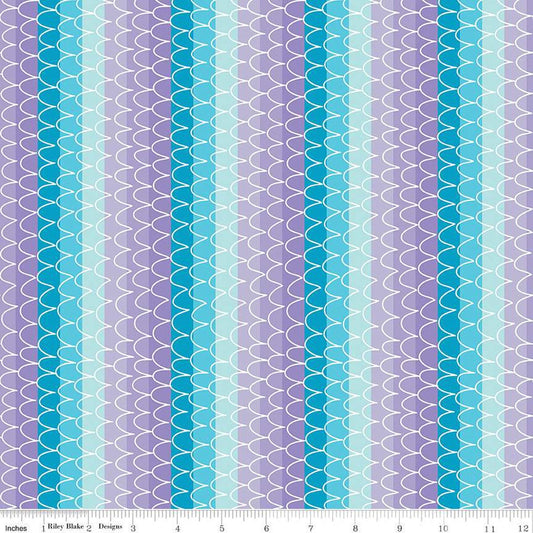 9" End of Bolt - SALE Mer-Mazing Scale Stripes C14192 Lilac - Riley Blake Designs - Scallops Stripe Striped - Quilting Cotton Fabric
