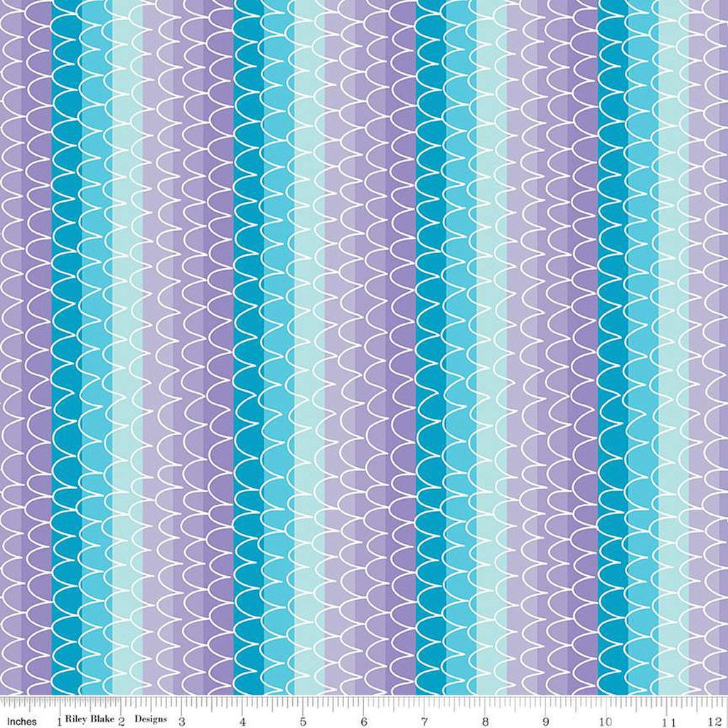 15" End of Bolt - SALE Mer-Mazing Scale Stripes C14192 Lilac by Riley Blake Designs - Scallops Stripe Striped - Quilting Cotton Fabric