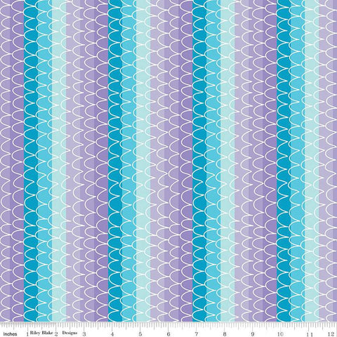 15" End of Bolt - SALE Mer-Mazing Scale Stripes C14192 Lilac by Riley Blake Designs - Scallops Stripe Striped - Quilting Cotton Fabric
