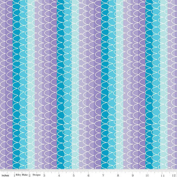15" End of Bolt - SALE Mer-Mazing Scale Stripes C14192 Lilac - Riley Blake Designs - Scallops Stripe Striped - Quilting Cotton Fabric