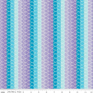 15" End of Bolt - SALE Mer-Mazing Scale Stripes C14192 Lilac - Riley Blake Designs - Scallops Stripe Striped - Quilting Cotton Fabric