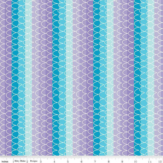 15" End of Bolt - SALE Mer-Mazing Scale Stripes C14192 Lilac - Riley Blake Designs - Scallops Stripe Striped - Quilting Cotton Fabric