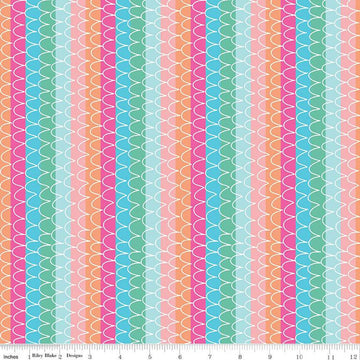 Mer-Mazing Scale Stripes C14192 Multi - Riley Blake Designs - Scallops Stripe Striped - Quilting Cotton Fabric