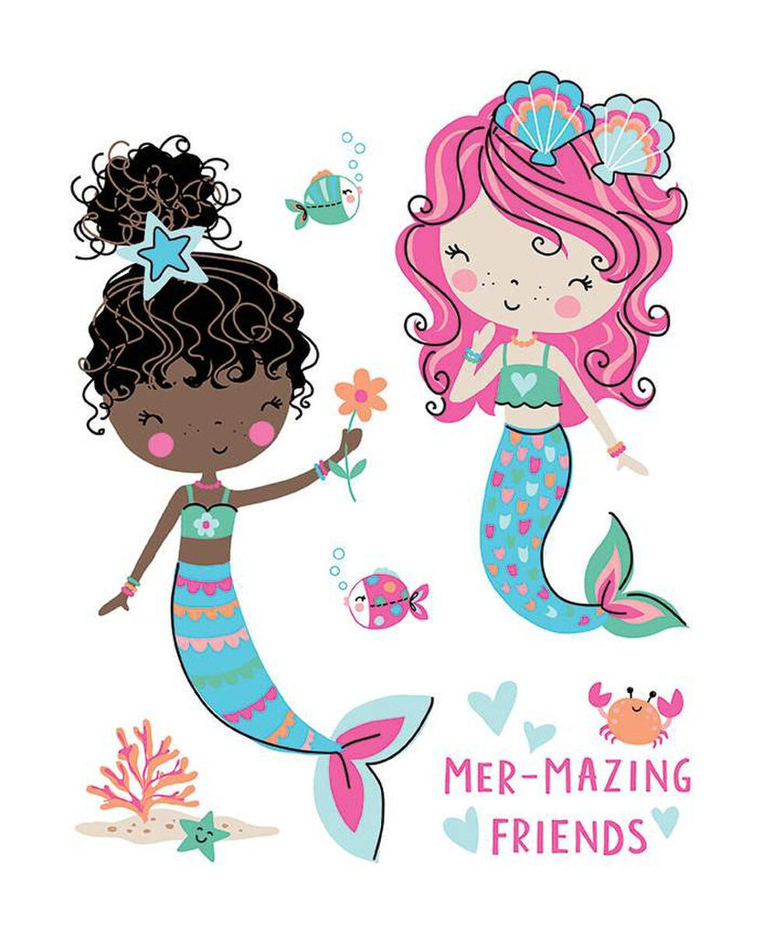 SALE Mer-Mazing Friends Panel P14195 - Riley Blake Designs - Mermaids - Quilting Cotton Fabric