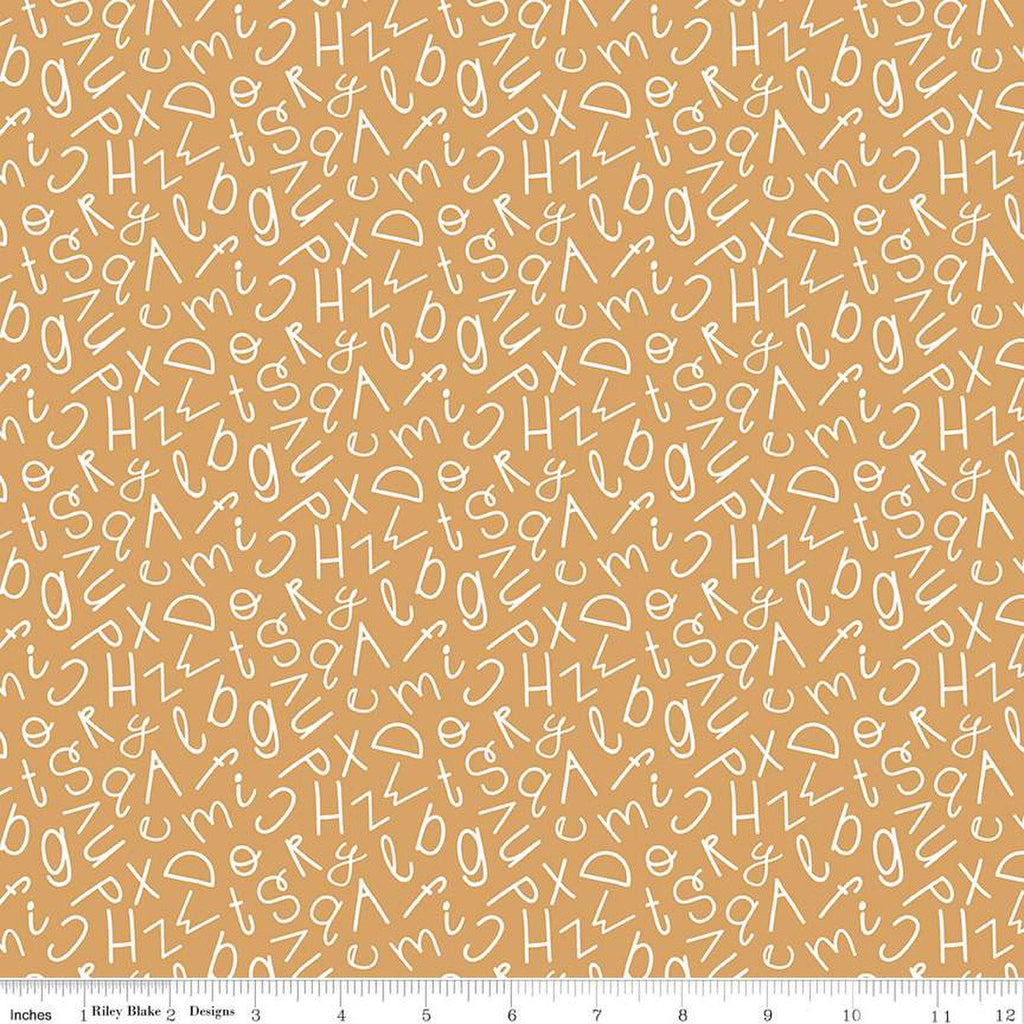 SALE Alphabet Zoo Alphabet Soup C14093 Gold by Riley Blake Designs - Tossed Letters - Quilting Cotton Fabric