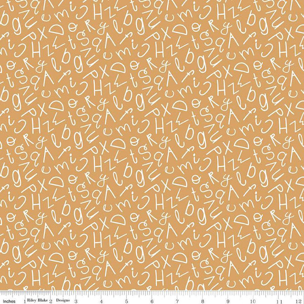 Alphabet Zoo Alphabet Soup C14093 Gold by Riley Blake Designs - Tossed Letters - Quilting Cotton Fabric