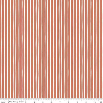 DEAL Alphabet Zoo Stripes C14094 Terracotta - Riley Blake Designs - Stripe Striped with White - Quilting Cotton Fabric