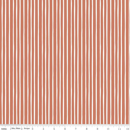 DEAL Alphabet Zoo Stripes C14094 Terracotta - Riley Blake Designs - Stripe Striped with White - Quilting Cotton Fabric