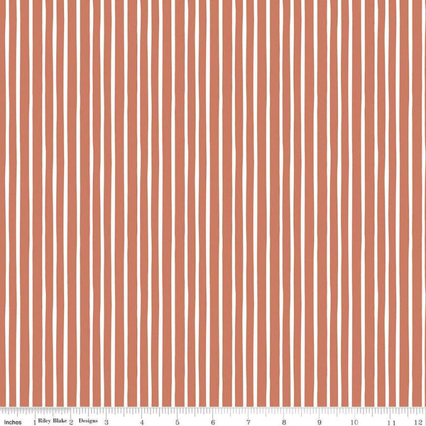 SALE Alphabet Zoo Stripes C14094 Terracotta by Riley Blake Designs - Stripe Striped with White - Quilting Cotton Fabric