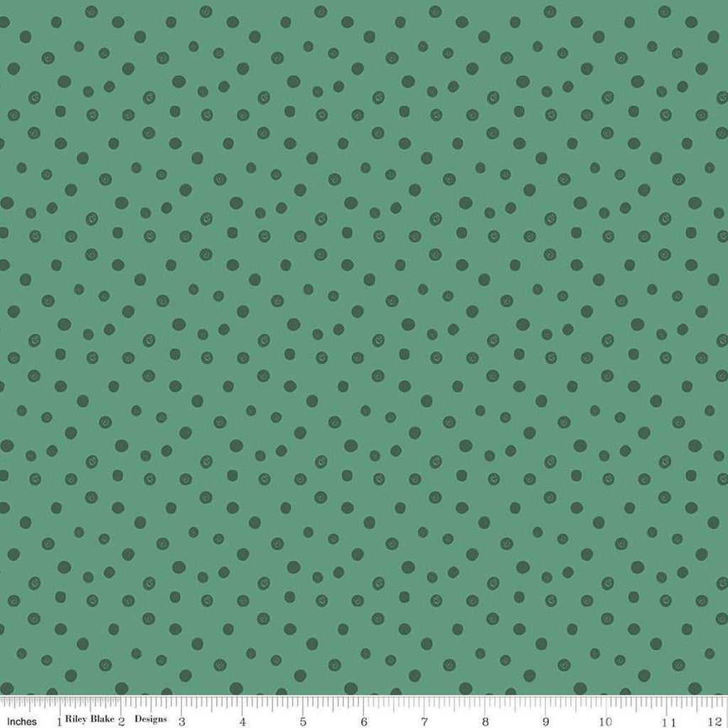Alphabet Zoo Dots C14095 Pine by Riley Blake Designs - Dot Dotted - Quilting Cotton Fabric