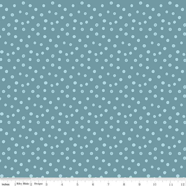 Alphabet Zoo Dots C14095 Stone Blue by Riley Blake Designs - Dot Dotted - Quilting Cotton Fabric