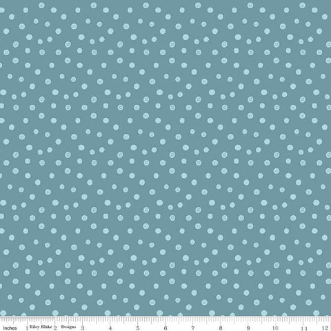 SALE Alphabet Zoo Dots C14095 Stone Blue by Riley Blake Designs - Dot Dotted - Quilting Cotton Fabric
