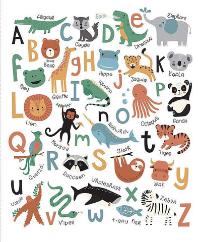 Alphabet Zoo Panel P14098 - Riley Blake Designs - Animals Letters - Quilting Cotton Fabric