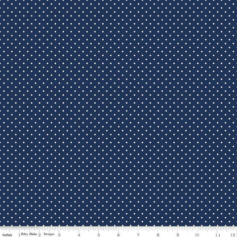 2 Yard REMNANT BUNDLE White on Navy Flat Swiss Dots C670 by Riley Blake Designs - Quilting Cotton Fabric