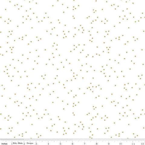 2 Yard REMNANT BUNDLE Blossom on White Gold Sparkle SC730 by Riley Blake Designs - Quilting Cotton Fabric