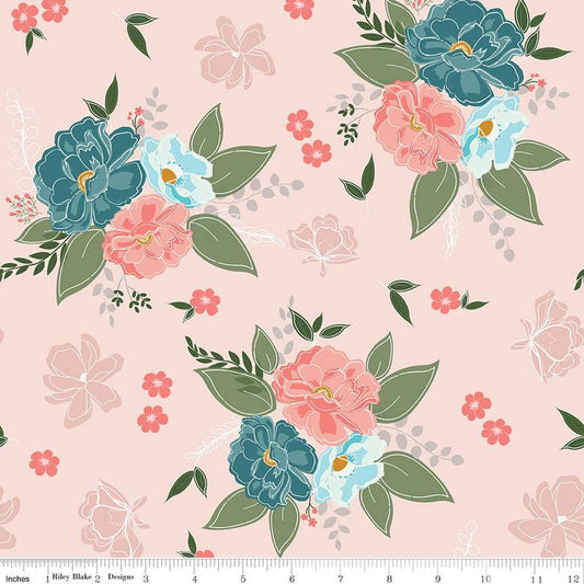 Afternoon Tea Main C14030 Blush - Riley Blake Designs - Floral Flowers - Quilting Cotton Fabric