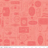SALE Afternoon Tea Labels C14032 Salmon - Riley Blake Designs - Text Tone-on-Tone - Quilting Cotton Fabric