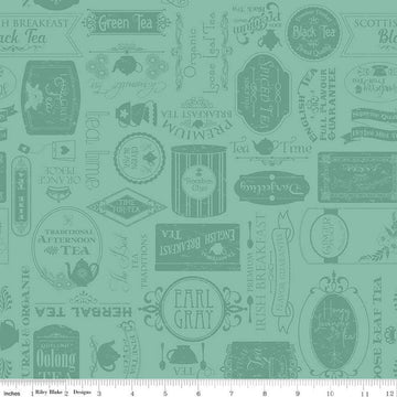 SALE Afternoon Tea Labels C14032 Scrubs - Riley Blake Designs - Text Tone-on-Tone - Quilting Cotton Fabric