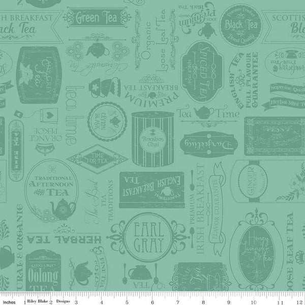 SALE Afternoon Tea Labels C14032 Scrubs by Riley Blake Designs - Text Tone-on-Tone - Quilting Cotton Fabric