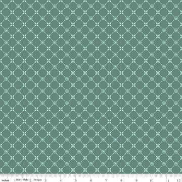 Afternoon Tea Floral Spoons C14034 Lodgepole - Riley Blake Designs - Lattice Grid Flowers - Quilting Cotton Fabric