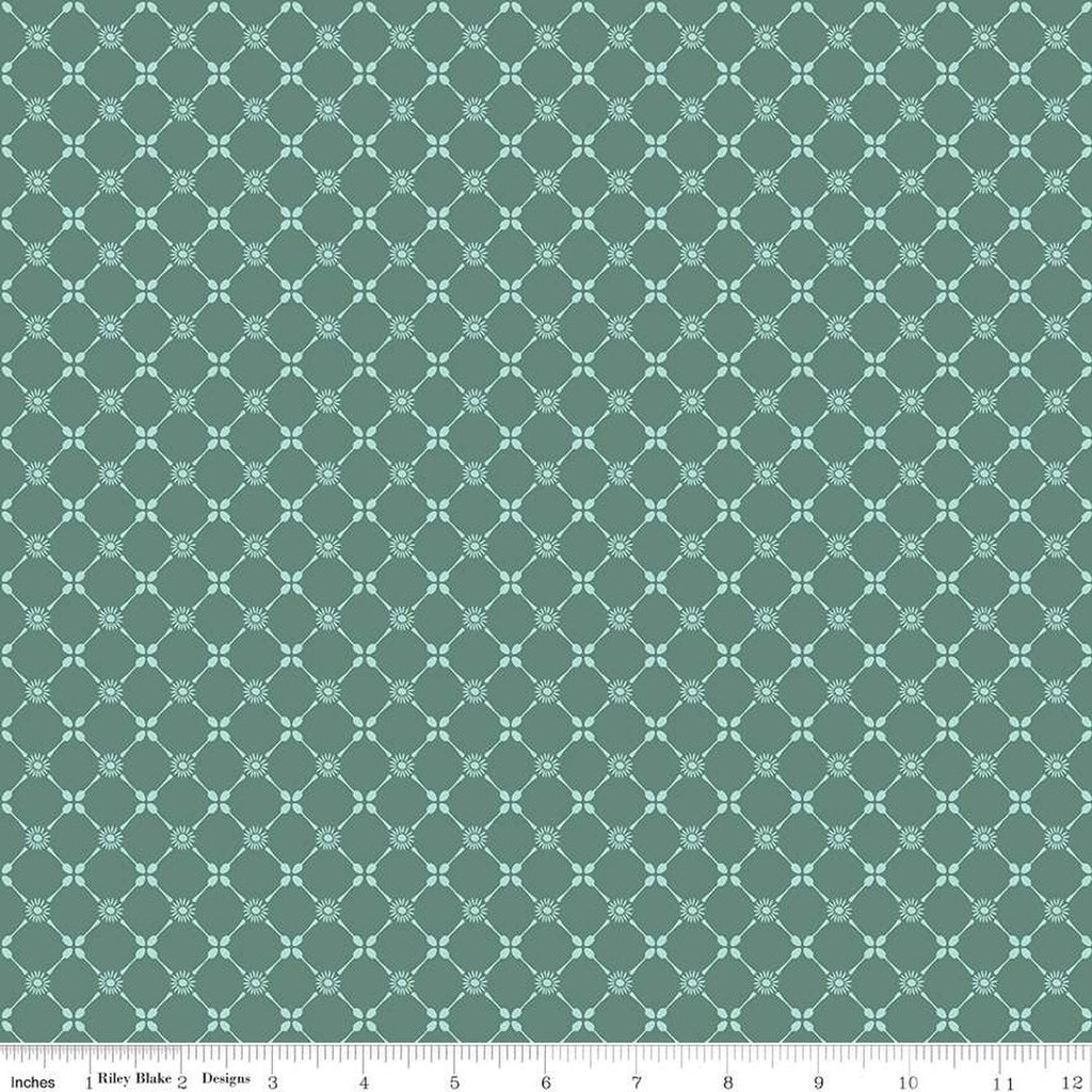 SALE Afternoon Tea Floral Spoons C14034 Lodgepole by Riley Blake Designs - Lattice Grid Flowers - Quilting Cotton Fabric