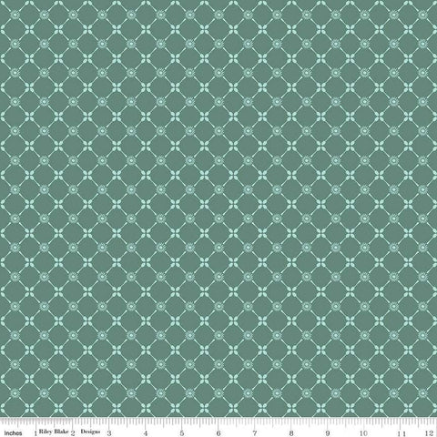SALE Afternoon Tea Floral Spoons C14034 Lodgepole by Riley Blake Designs - Lattice Grid Flowers - Quilting Cotton Fabric