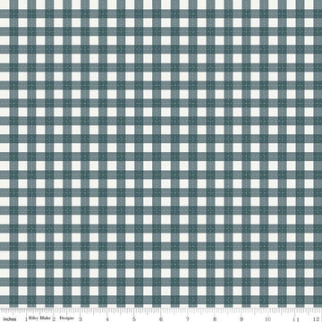 Afternoon Tea PRINTED Gingham C14035 Cape Verde - Riley Blake Designs - Check Checks with Cream - Quilting Cotton Fabric
