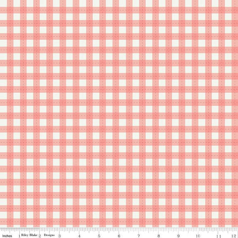 Afternoon Tea PRINTED Gingham C14035 Lipstick by Riley Blake Designs - Check Checks with Cream - Quilting Cotton Fabric