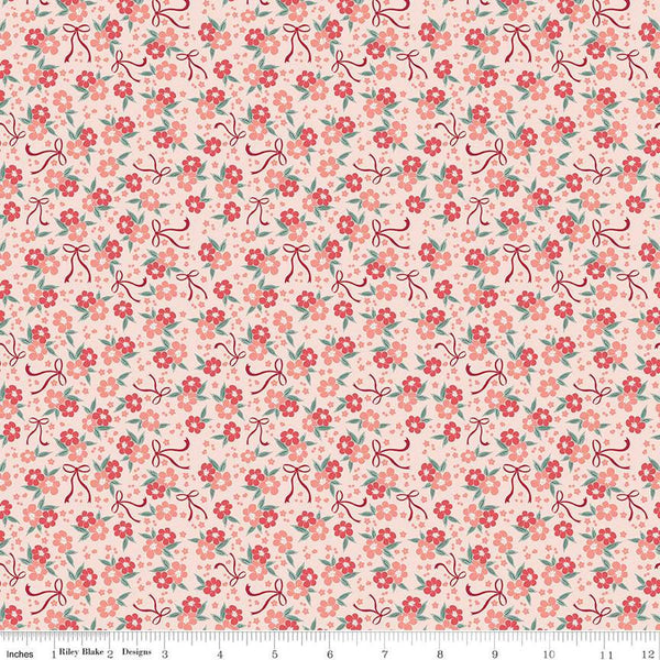 SALE Afternoon Tea Floral C14036 Blush by Riley Blake Designs - Flowers Ribbons - Quilting Cotton Fabric