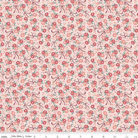 SALE Afternoon Tea Floral C14036 Blush by Riley Blake Designs - Flowers Ribbons - Quilting Cotton Fabric