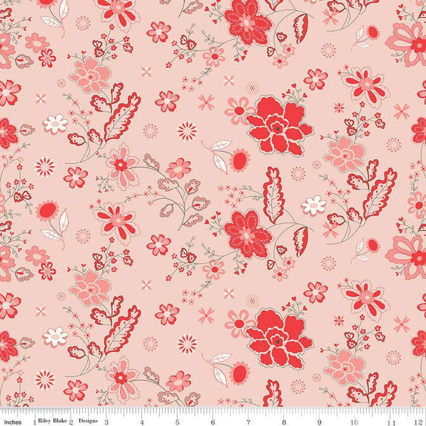 I Love Us Main C13960 Blush by Riley Blake Designs - Valentine's Day Valentines Floral Flowers - Quilting Cotton Fabric