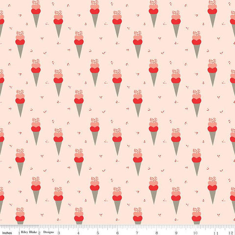 I Love Us Cones C13961 Ballerina by Riley Blake Designs - Valentine's Day Valentines Ice Cream Cones - Quilting Cotton Fabric